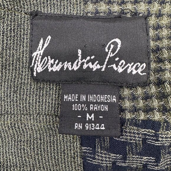 Vintage Dress Green Blue Boho 1990s Alexandra Pierce Patchwork Kokopelli Medium - Picture 4 of 8